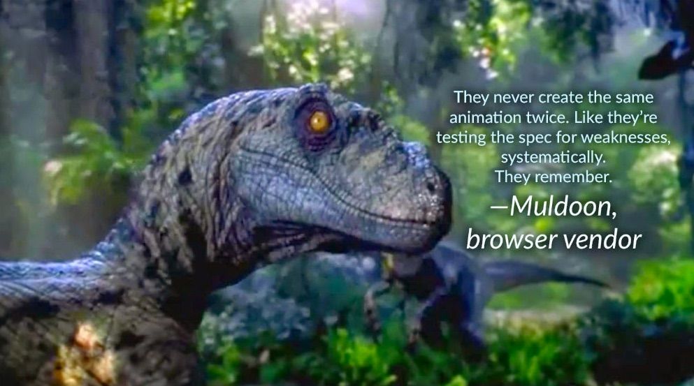 Un dinosaure qui pense 'ils ne créent jamais la même animation deux fois. Comme s'ils testaient les specs. Systématiquement. Ils se rappellent.