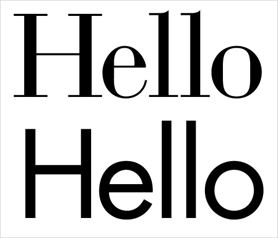 Le texte ’Hello’ dans deux polices d’affichage différentes