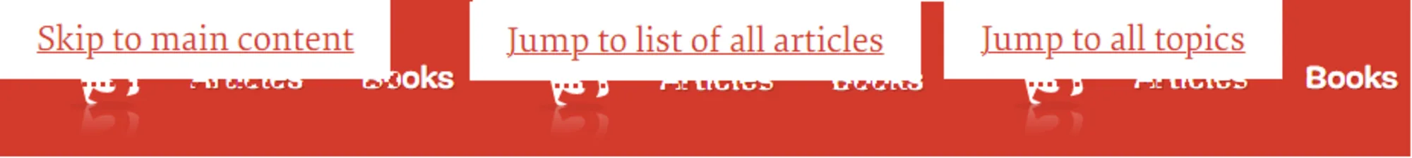 3 liens de saut, le premier vers le contenu principal, le deuxième vers la liste des articles, le troisième vers tous les sujets.